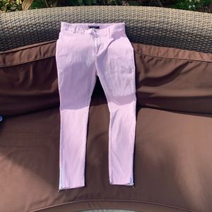 White and a Pink Striped Skinny Pants